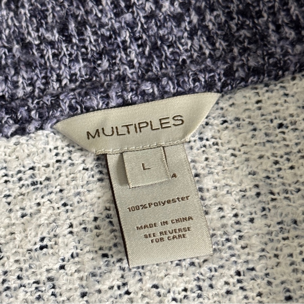 Multiples Large Blue White Patchwork Knit Cardiga… - image 6